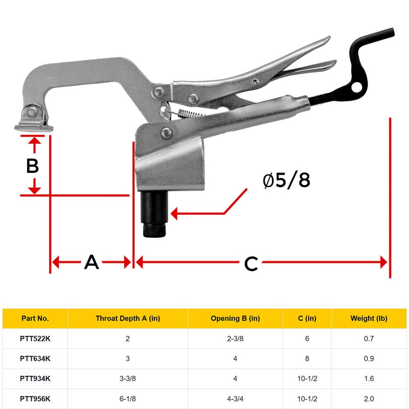 BuildPro PTT956K Inserta Plier, Table Mount Clamp, Rear Crank Handle, 5/8" Insert Diameter, 6-1/8" Throat Depth - Image 2